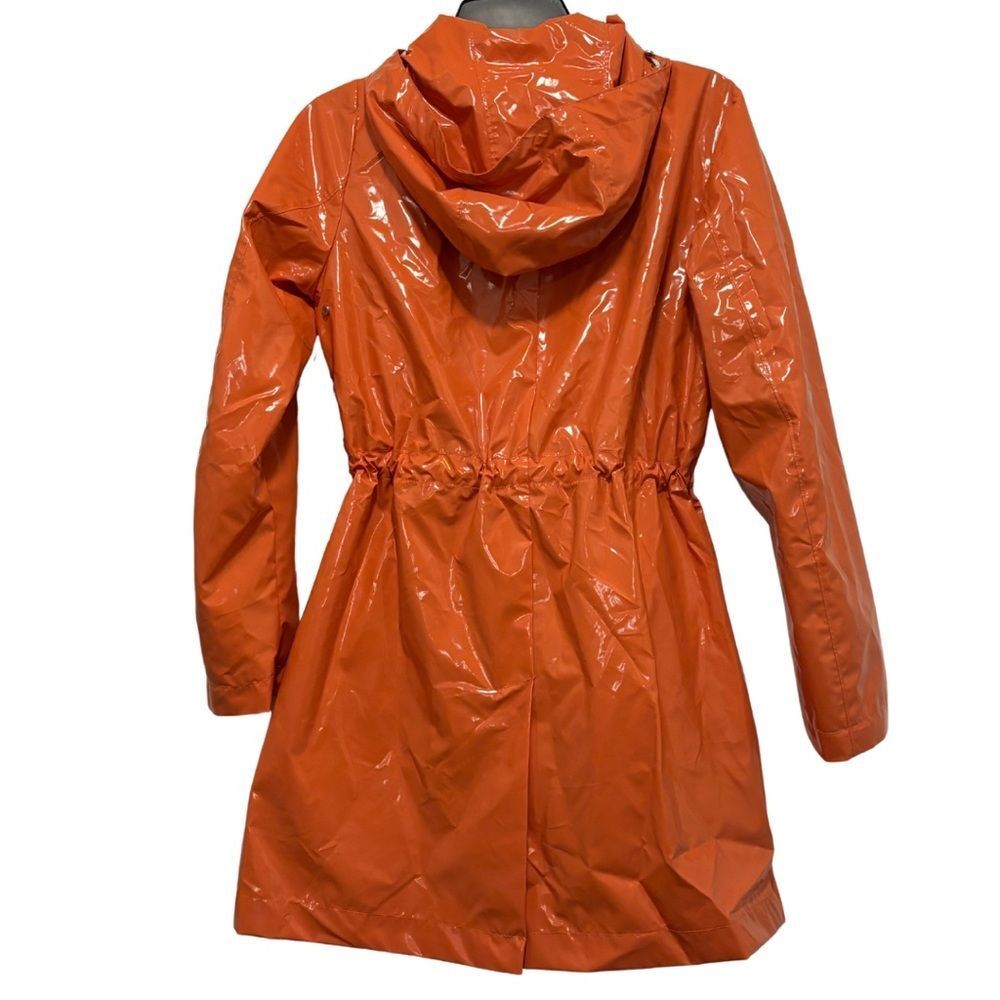 Jane Post Lightweight Rain Parka in Glossy Tangerine Orange - Picture 2 of 8